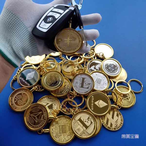 Cryptocurrency commemorative coins-Bitcoin Keychain Ethereum Keychain Detachable keychain Gold coin ornament-Exquisite gift giving - Image 2